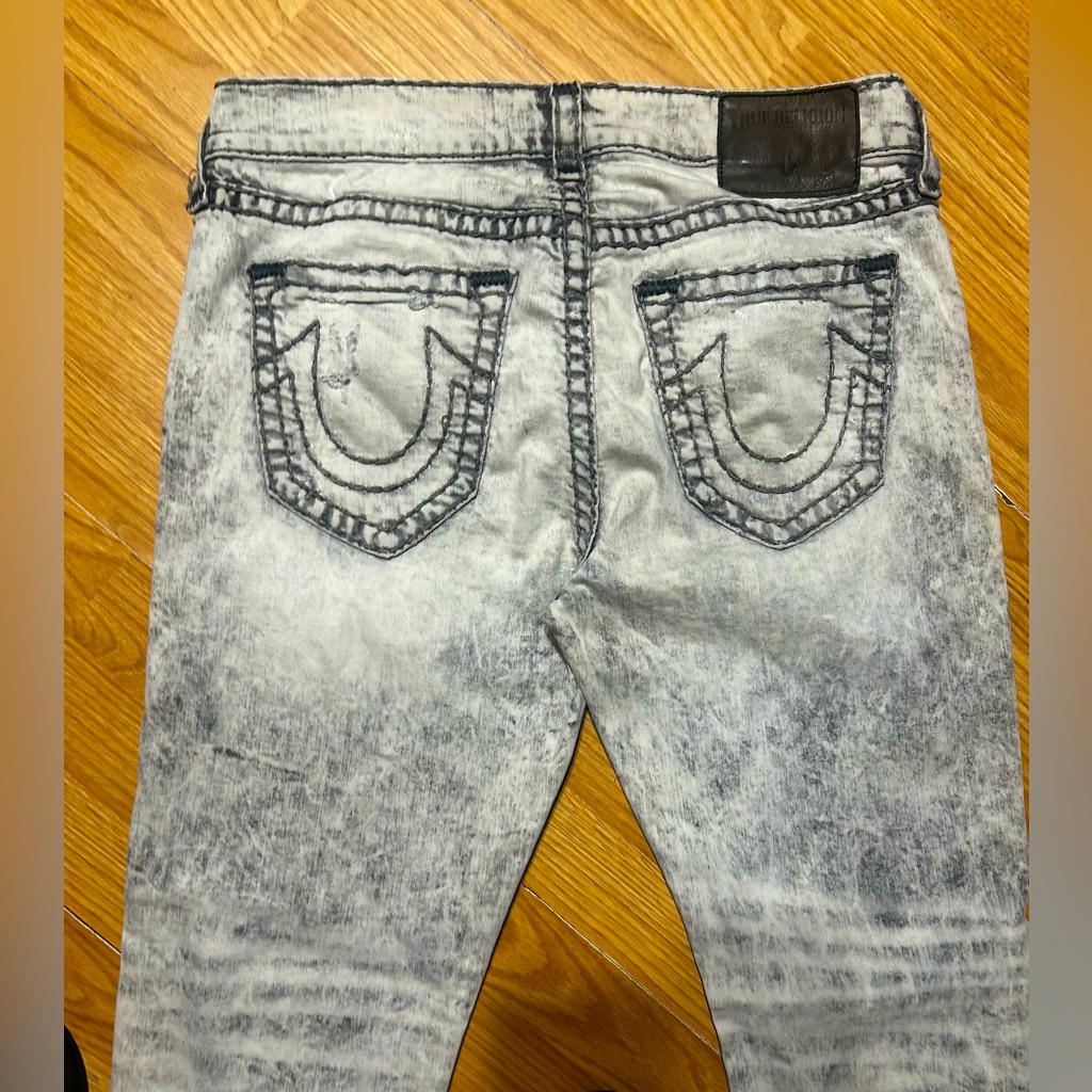 Men’s 34 True Religion ‘Geno’ Black & White Acid Wash Slim Skinny Jeans